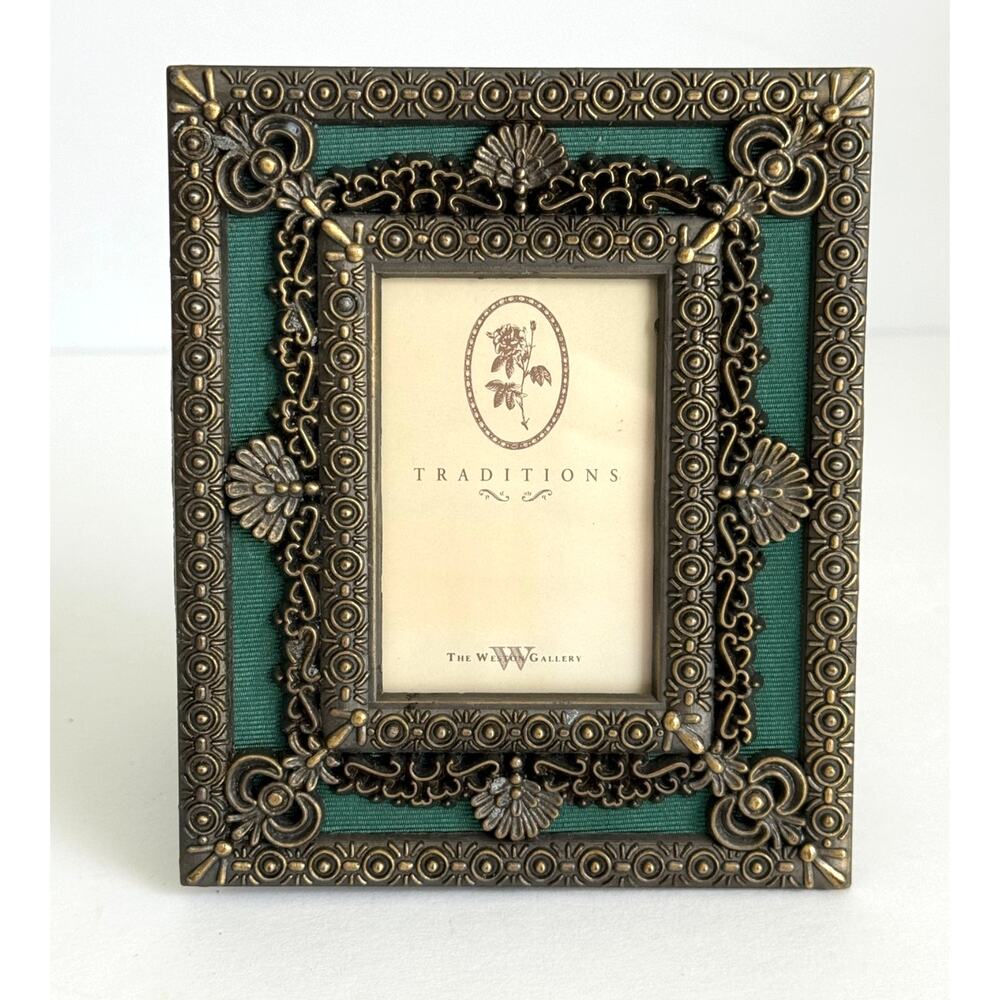 VTG Weston Gallery Ornate Bronze Metal Filigree Tabletop Picture Frame 4x5 Outer